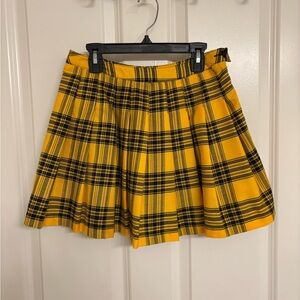Forever 21 Yellow and Black Plaid Skater Skirt